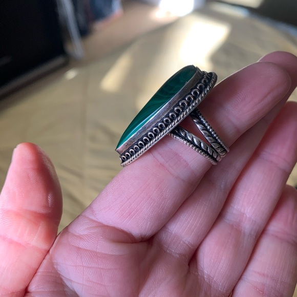 Malachite Teardrop Ring - Picture 3 of 6